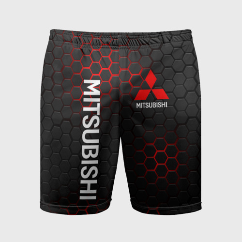 Мужские шорты спортивные с принтом MITSUBISHI SPORT, вид спереди #2