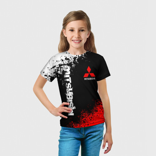 Детская футболка 3D с принтом MITSUBISHI SPORT, вид сбоку #3