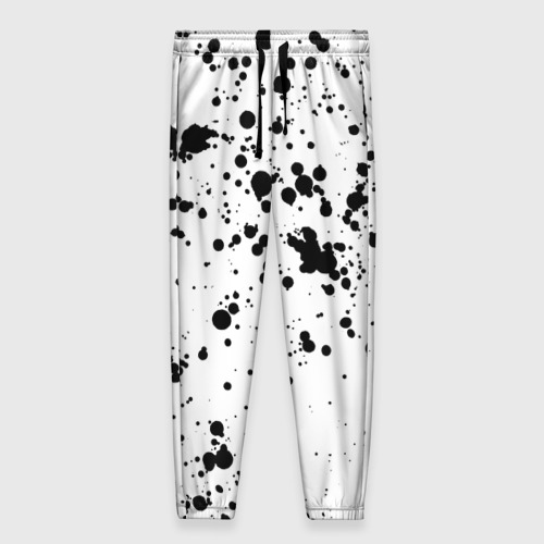 Женские брюки 3D с принтом Далматинец - брызги чёрными пятнами, вид спереди #2
