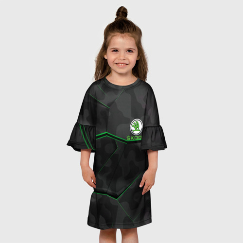 Детское платье 3D с принтом SKODA, вид сбоку #3
