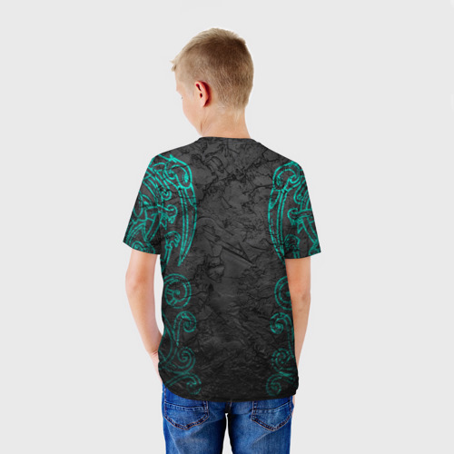 Детская футболка 3D с принтом ASSASSIN`S CREED VALHALLA, вид сзади #2