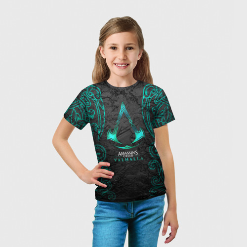Детская футболка 3D с принтом ASSASSIN`S CREED VALHALLA, вид сбоку #3