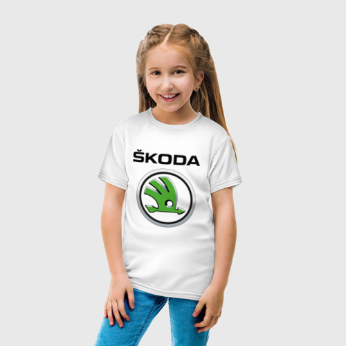 Детская футболка хлопок с принтом SKODA, вид сбоку #3