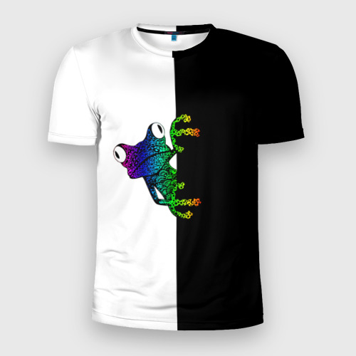Мужская футболка 3D Slim с принтом Лягуха, вид спереди #2