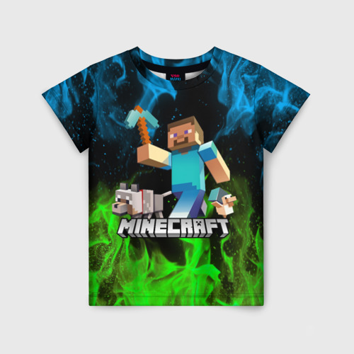 Детская футболка 3D с принтом Minecraft Майнкрафт, вид спереди #2