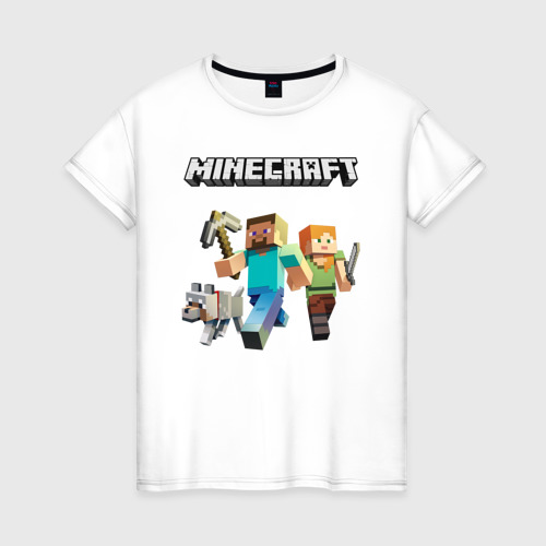 Женская футболка хлопок с принтом MINECRAFT | МАЙНКРАФТ, вид спереди #2