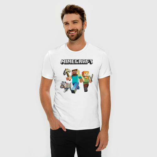 Мужская футболка хлопок Slim с принтом MINECRAFT | МАЙНКРАФТ, фото на моделе #1
