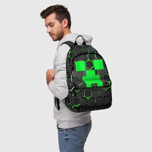 Рюкзак 3D с принтом MINECRAFT CREEPER | КРИПЕР, фото на моделе #1