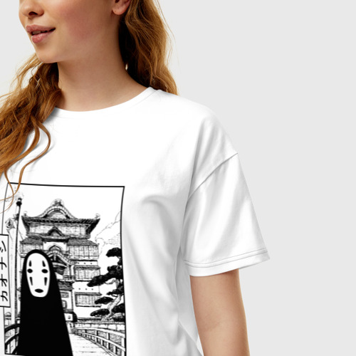 Женская футболка хлопок Oversize с принтом No-Face Spirited Away Ghibli, фото на моделе #1