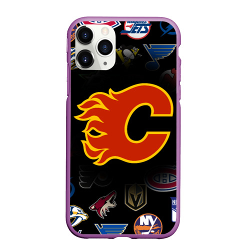 Чехол для iPhone 11 Pro Max матовый с принтом Calgary Flames (Z), вид спереди #2