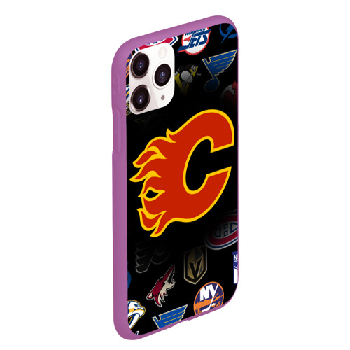 Чехол для iPhone 11 Pro Max матовый с принтом Calgary Flames (Z), вид сбоку #3