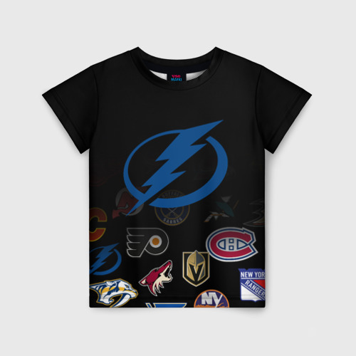 Детская футболка 3D с принтом NHL Tampa Bay Lightning (Z), вид спереди #2