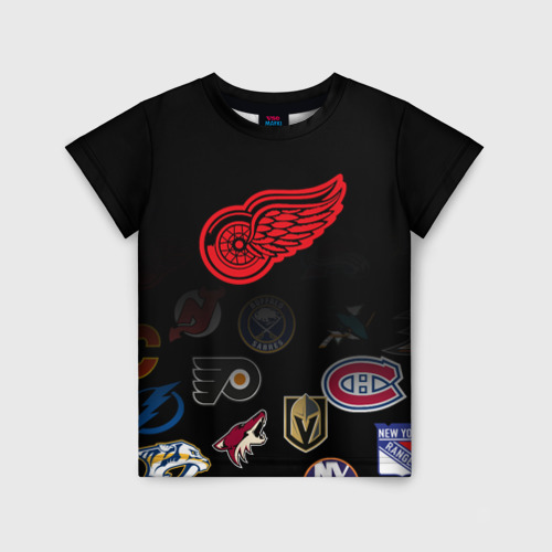 Детская футболка 3D с принтом NHL Detroit Red Wings (Z), вид спереди #2