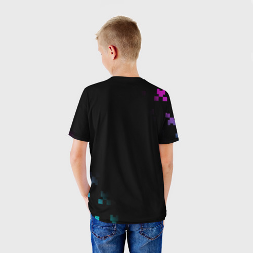 Детская футболка 3D с принтом Minecraft Creeper, вид сзади #2