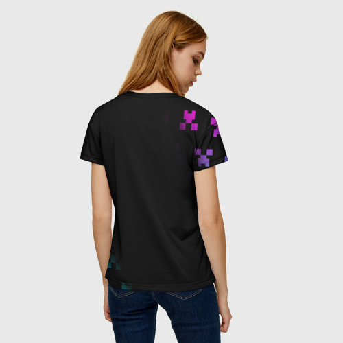 Женская футболка 3D с принтом Minecraft Creeper, вид сзади #2