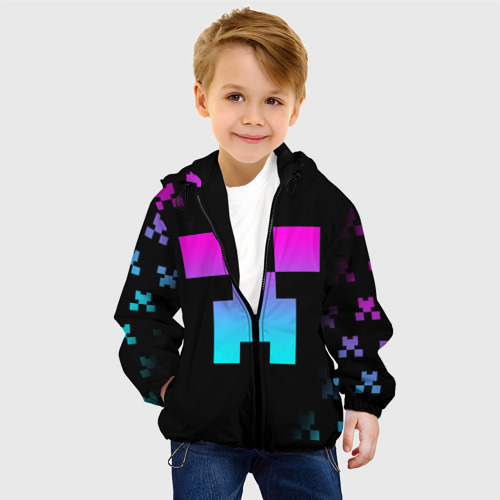 Детская куртка 3D с принтом Minecraft Creeper, фото на моделе #1