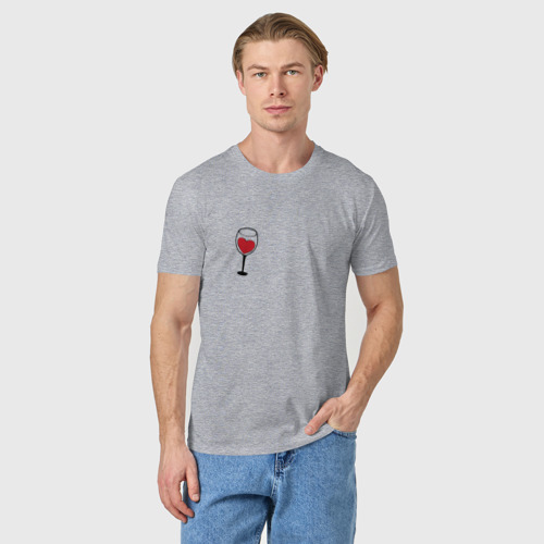 Мужская футболка хлопок с принтом Бокал вина, фото на моделе #1