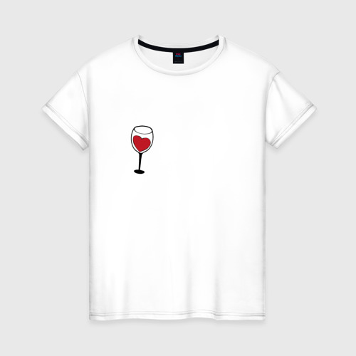 Женская футболка хлопок с принтом Бокал вина, вид спереди #2