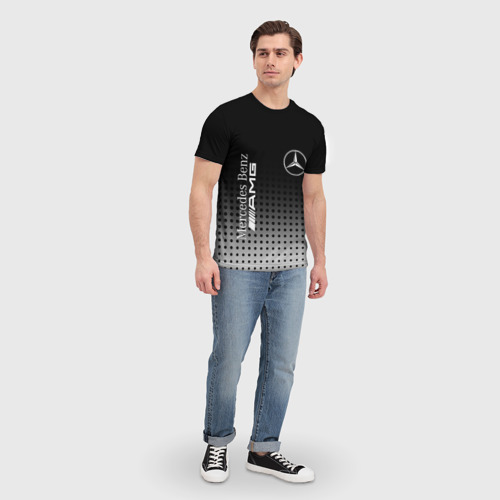Мужская 3D футболка с принтом Mercedes-Benz, вид сбоку #3