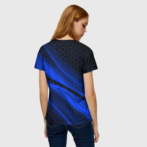 Женская футболка 3D с принтом РОССИЯ | RUSSIA | NEON, вид сзади #2