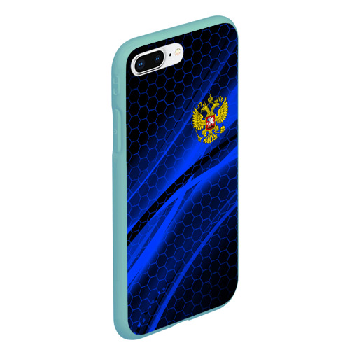 Чехол для iPhone 7Plus/8 Plus матовый с принтом РОССИЯ | RUSSIA | NEON, вид сбоку #3