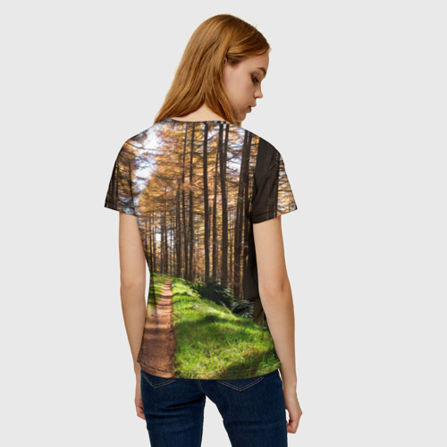 Женская футболка 3D с принтом Лес мой храм, вид сзади #2
