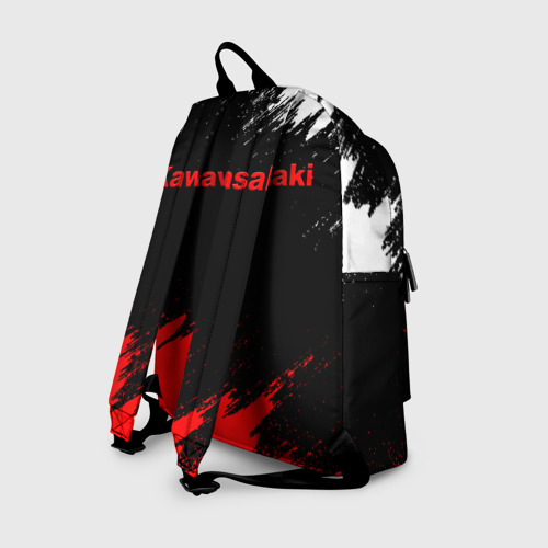 Рюкзак 3D с принтом Kawasaki logo Кавасаки лого +спина, вид сзади #1