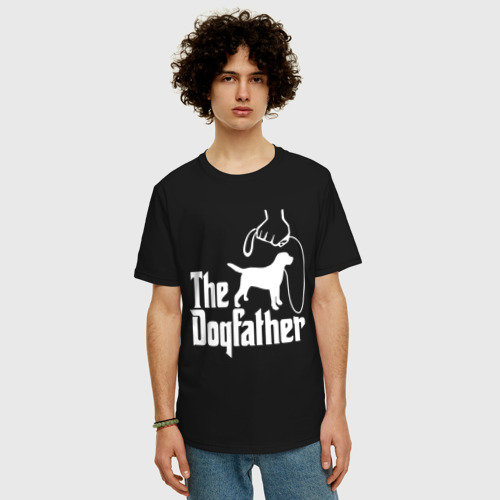 Мужская футболка хлопок Oversize с принтом The Dogfather - пародия, фото на моделе #1