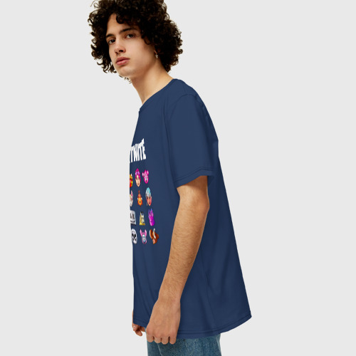 Мужская футболка хлопок Oversize с принтом FORTNITE, вид сбоку #3