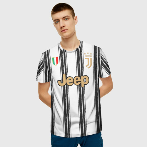 Мужская 3D футболка с принтом Ronaldo home 20-21, фото на моделе #1