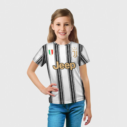 Детская футболка 3D с принтом Ronaldo home 20-21, вид сбоку #3