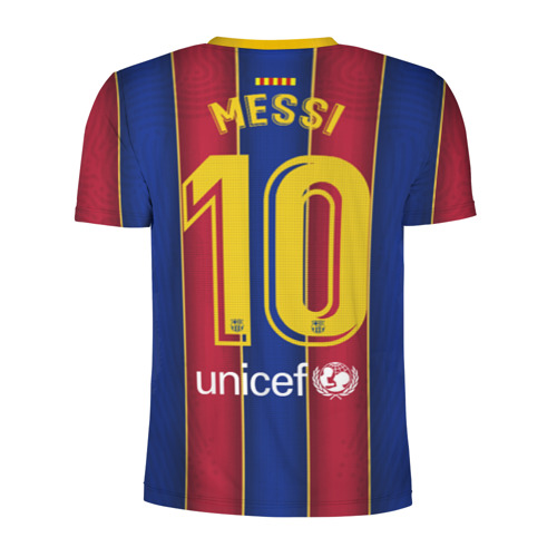 Мужская футболка 3D спортивная с принтом Messi home 20-21, вид сзади #1