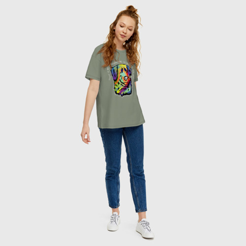 Женская футболка хлопок Oversize с принтом Берегись бернского зеннехунда, вид сбоку #3