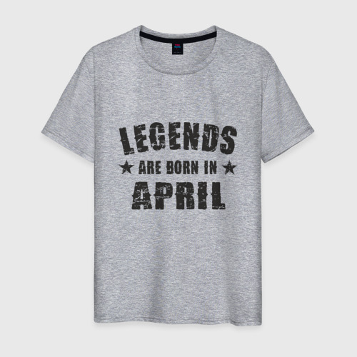 Мужская футболка хлопок с принтом Легенды рождаются в апреле, вид спереди #2