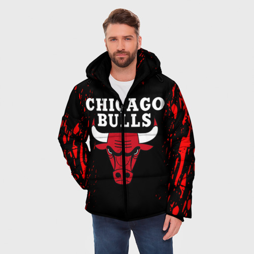 Мужская зимняя куртка 3D с принтом Chicago bulls Чикаго буллс, фото на моделе #1