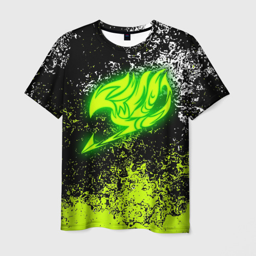 Мужская футболка 3D с принтом Fairy tail logo green, вид спереди #2