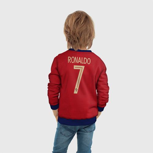 Детский свитшот 3D с принтом Ronaldo home Euro 2020, вид сзади #2