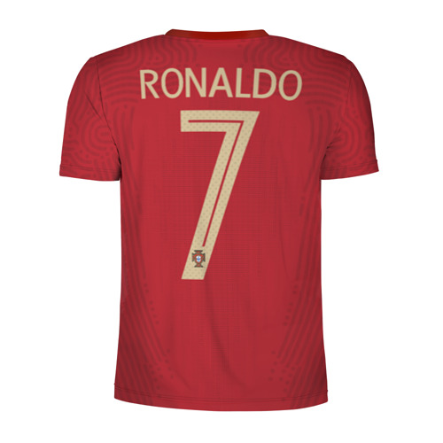 Мужская футболка 3D спортивная с принтом Ronaldo home EURO 2020, вид сзади #1