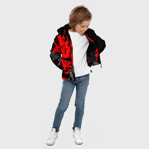 Зимняя куртка для мальчиков 3D с принтом Самурай Киберпанк 2077, вид сбоку #3