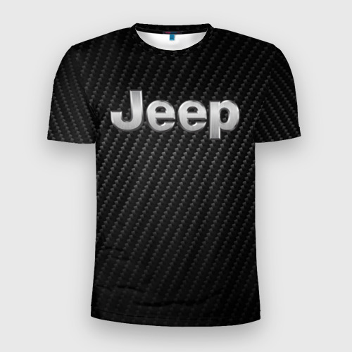 Мужская футболка 3D Slim с принтом Jeep Carbone | Джип Карбон (Z), вид спереди #2
