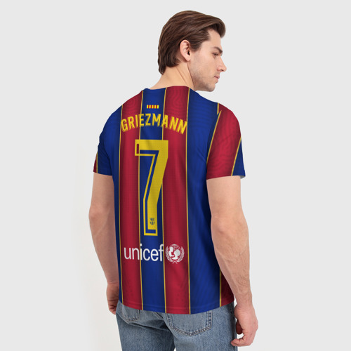 Мужская футболка 3D с принтом Griezmann home 20-21, вид сзади #2