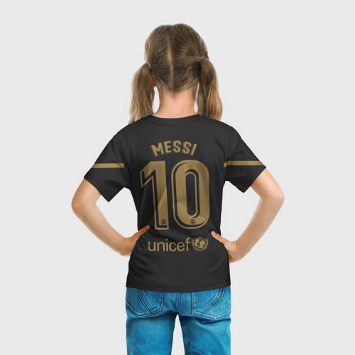 Детская футболка 3D с принтом Messi away 20-21, вид сзади #2