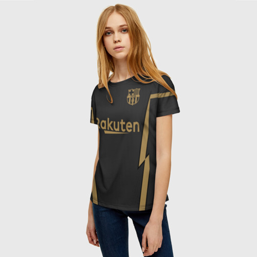 Женская футболка 3D с принтом Messi away 20-21, фото на моделе #1