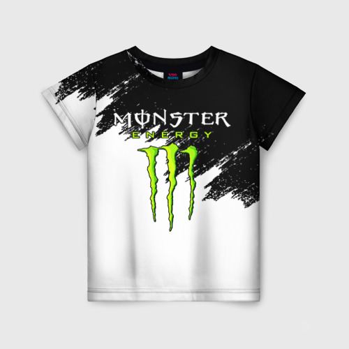 Детская футболка 3D с принтом Monster energy, вид спереди #2