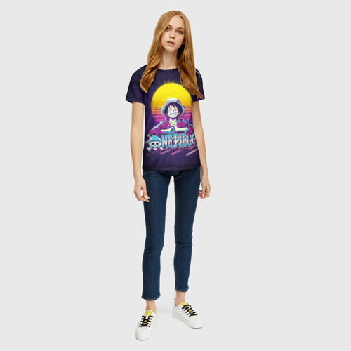 Женская футболка 3D с принтом Neon One Piece, вид сбоку #3