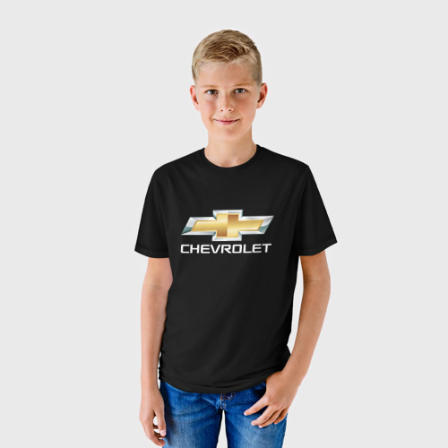 Детская футболка 3D с принтом CHEVROLET, фото на моделе #1