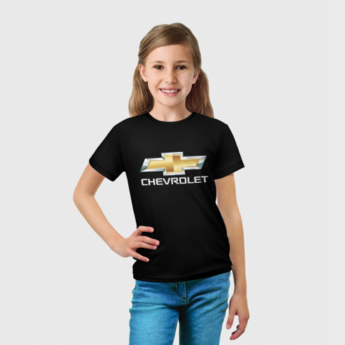 Детская футболка 3D с принтом CHEVROLET, вид сбоку #3