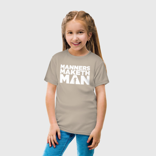 Детская футболка хлопок с принтом Manners maketh man, вид сбоку #3