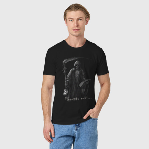 Мужская футболка хлопок с принтом Memento mori, фото на моделе #1