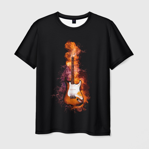 Мужская футболка 3D с принтом Огонь музыка, вид спереди #2
